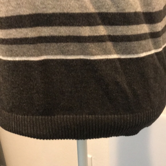 Sweater with Attached Inner Light Weight Sweater Shirt Gray Green Striped M - Picture 10 of 13